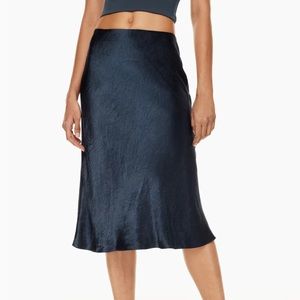 Aritzia Babaton Navy silk midi skirt